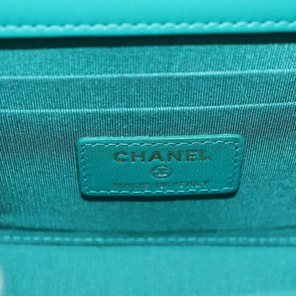 CHANEL Matelasse Chain Mini Trendy CC Bag Lamb Skin Green Gold CC Auth 177985SAV