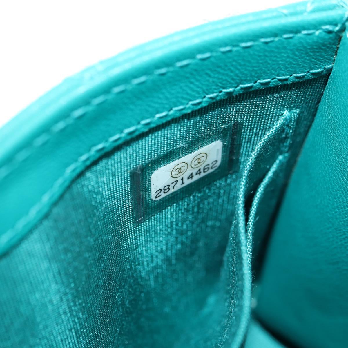 CHANEL Matelasse Chain Mini Trendy CC Bag Lamb Skin Green Gold CC Auth 177985SAV