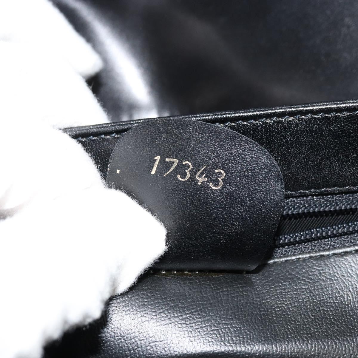 GUCCI Shoulder Bag Leather Black Gold Auth 177992