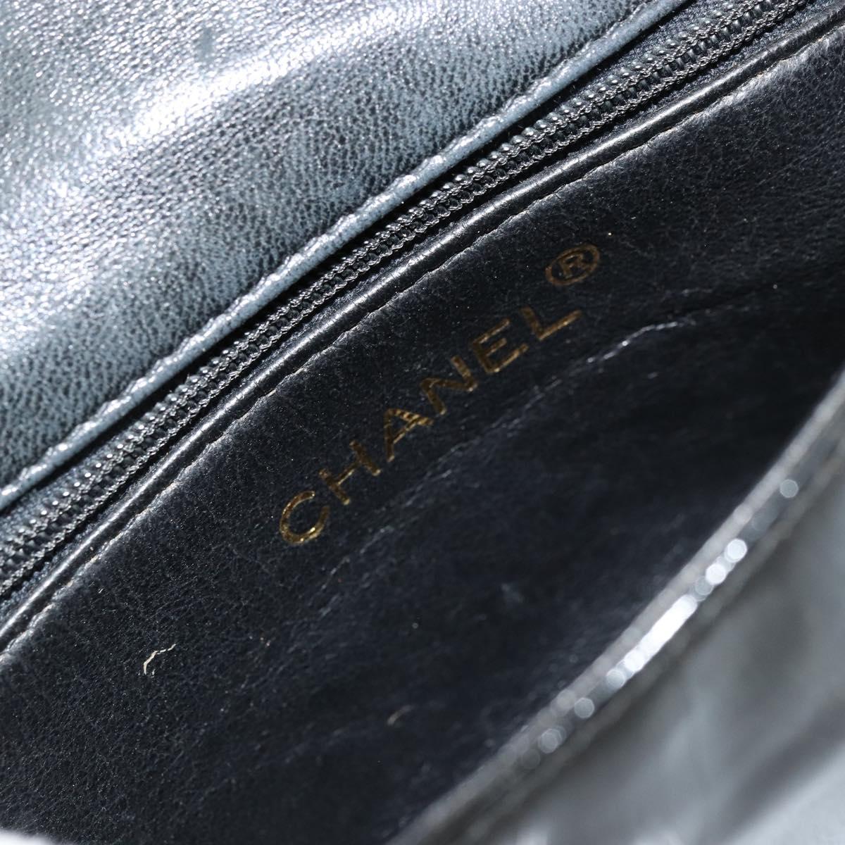 CHANEL COCO Mark Chain Shoulder Bag Patent leather Black Gold CC Auth 177993