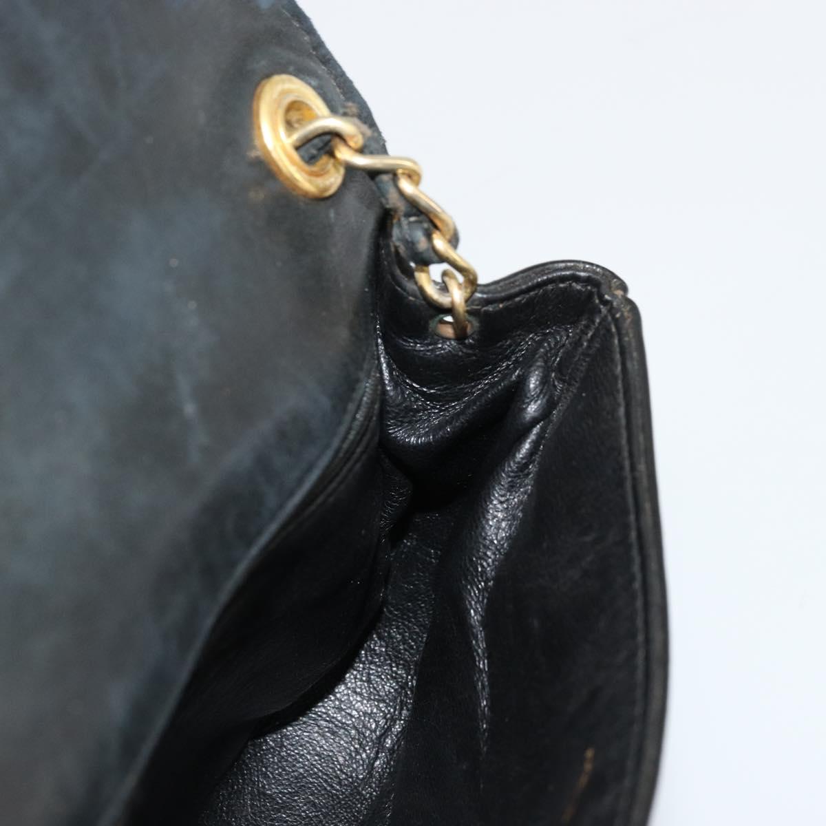 CHANEL COCO Mark Chain Shoulder Bag Patent leather Black Gold CC Auth 177993