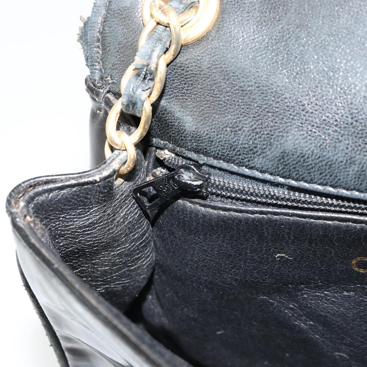CHANEL COCO Mark Chain Shoulder Bag Patent leather Black Gold CC Auth 177993