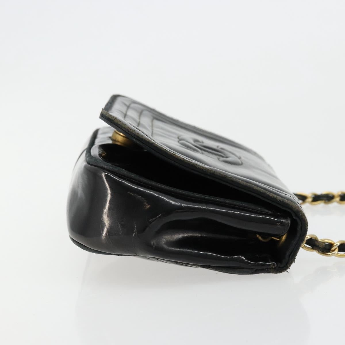 CHANEL COCO Mark Chain Shoulder Bag Patent leather Black Gold CC Auth 177993