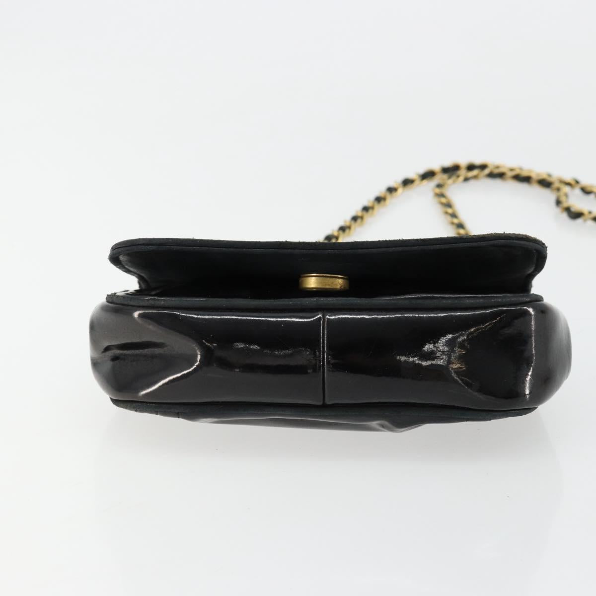 CHANEL COCO Mark Chain Shoulder Bag Patent leather Black Gold CC Auth 177993