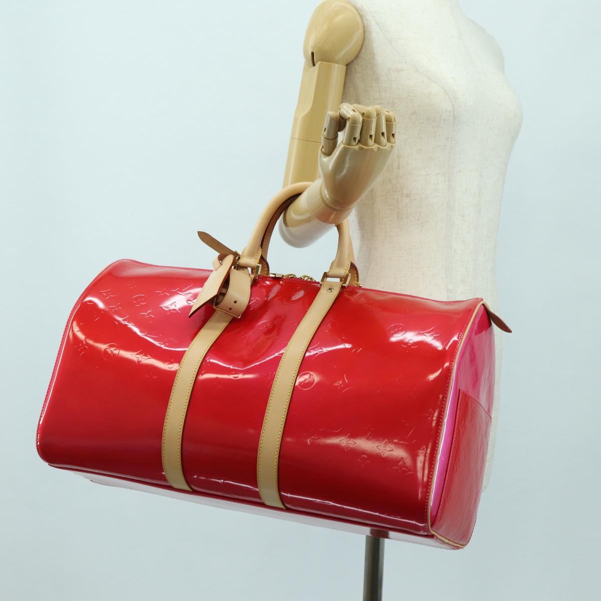 LOUIS VUITTON Monogram Vernis Mercer Boston Bag Fusha Pink LV Auth 177997SAV