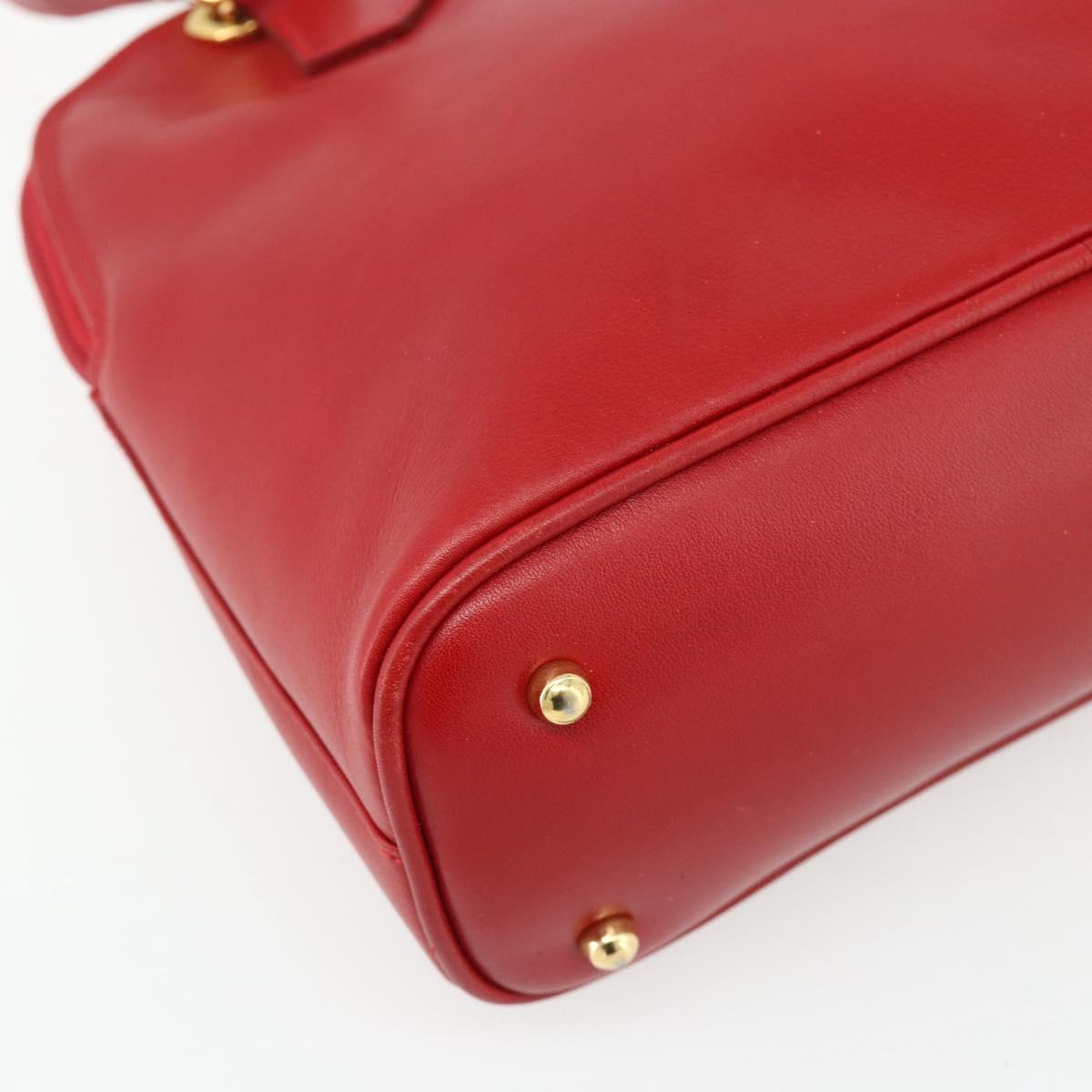 GUCCI Bamboo Hand Bag Leather 2way Red Gold 000 2296 0290 Auth 178004