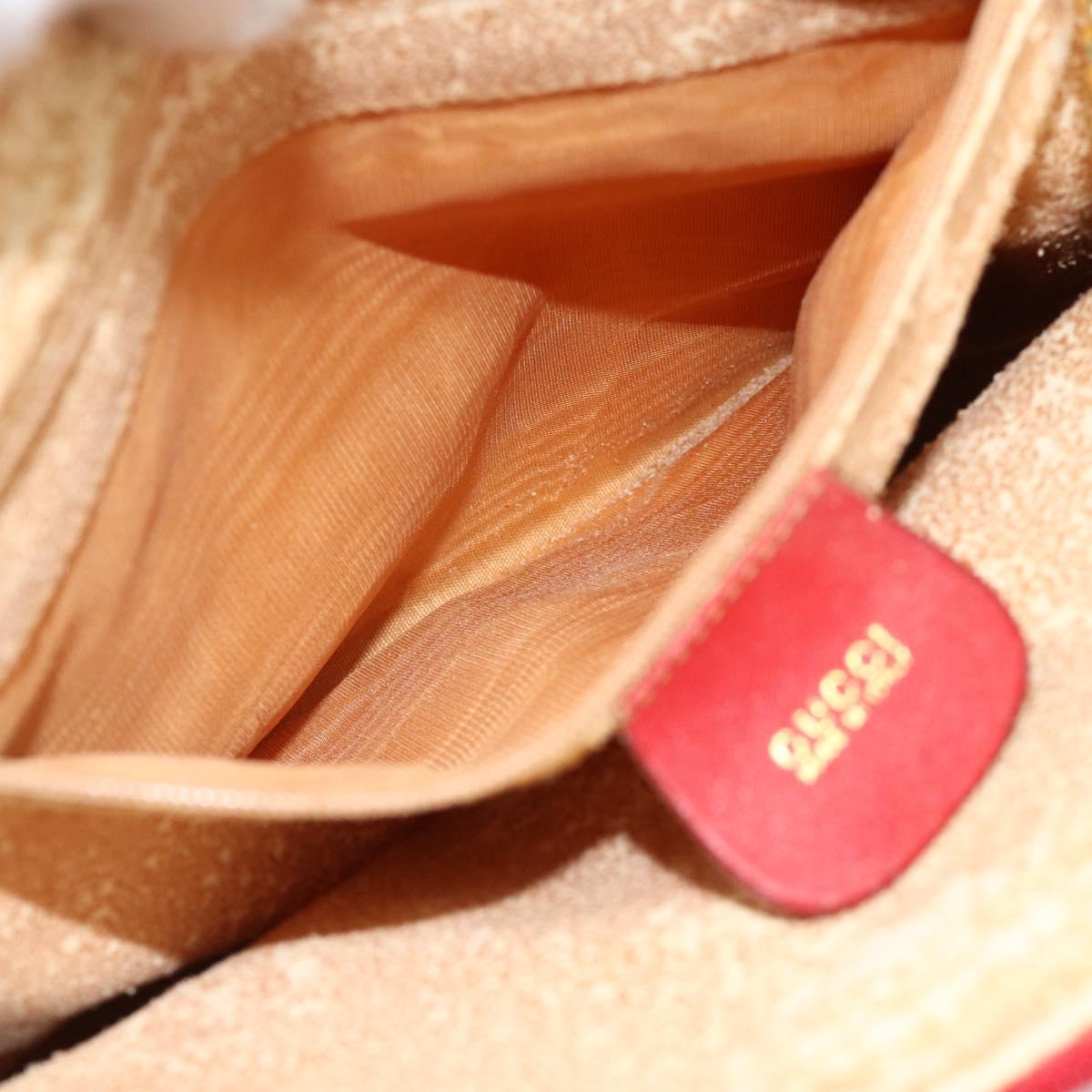 GUCCI Bamboo Hand Bag Leather 2way Red Gold 000 2296 0290 Auth 178004