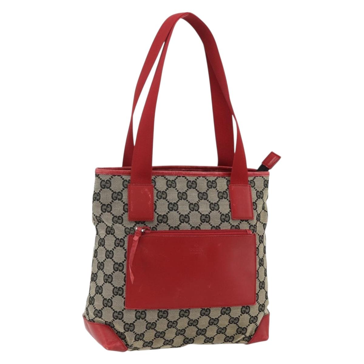 GUCCI GG Canvas Tote Bag Navy Silver 019 0402 3754 Auth 178006
