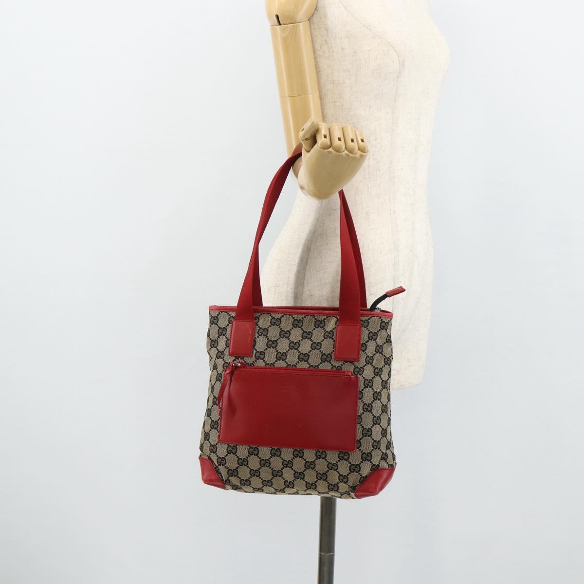 GUCCI GG Canvas Tote Bag Navy Silver 019 0402 3754 Auth 178006