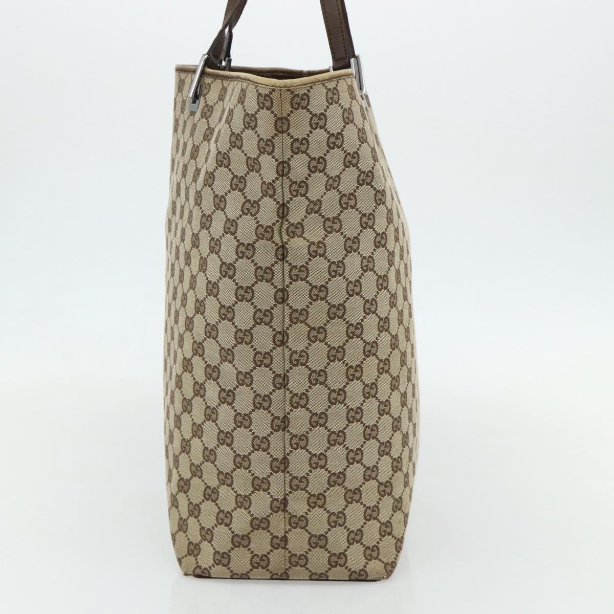 GUCCI GG Canvas Tote Bag Beige Silver 31242 Auth 178007