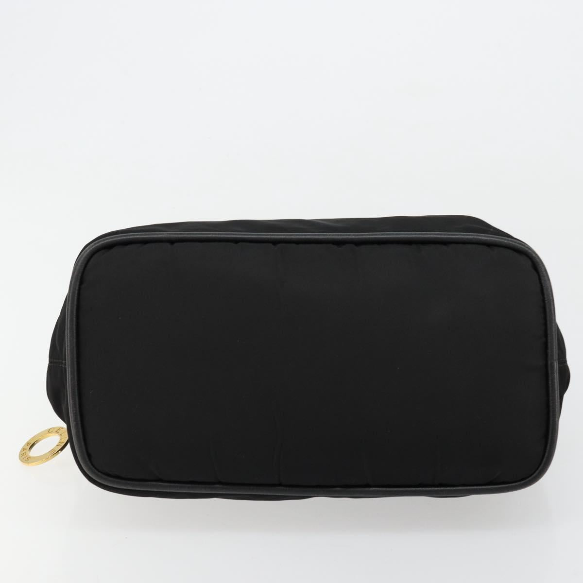 CELINE Circle Hand Bag Nylon Black Gold Auth 178010