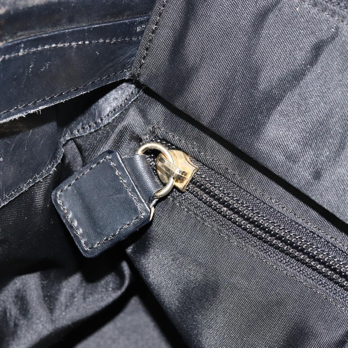 CELINE Circle Hand Bag Nylon Black Gold Auth 178011A