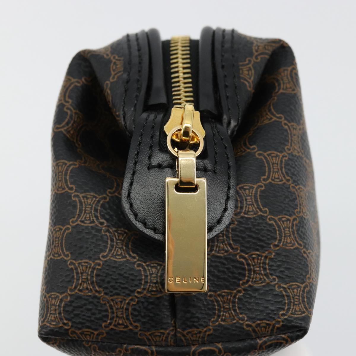 CELINE Macadam Canvas Pouch PVC Leather Brown Gold Auth 178013V