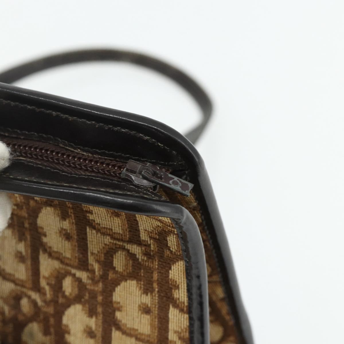Christian Dior Trotter Canvas Hand Bag Beige Gold Auth 178014