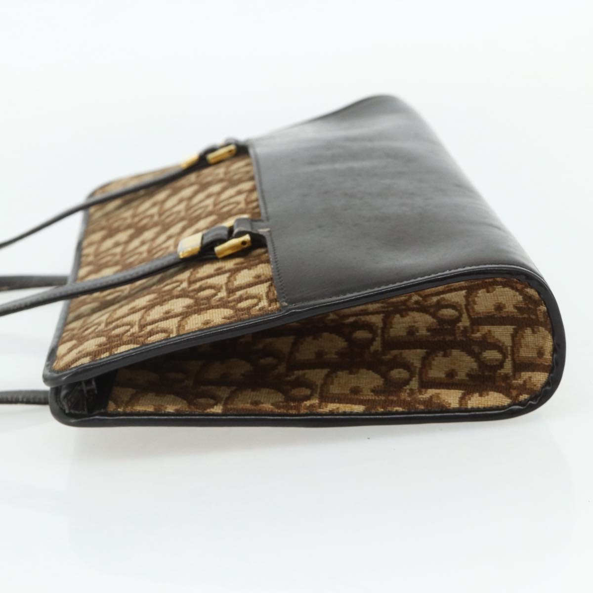 Christian Dior Trotter Canvas Hand Bag Beige Gold Auth 178014