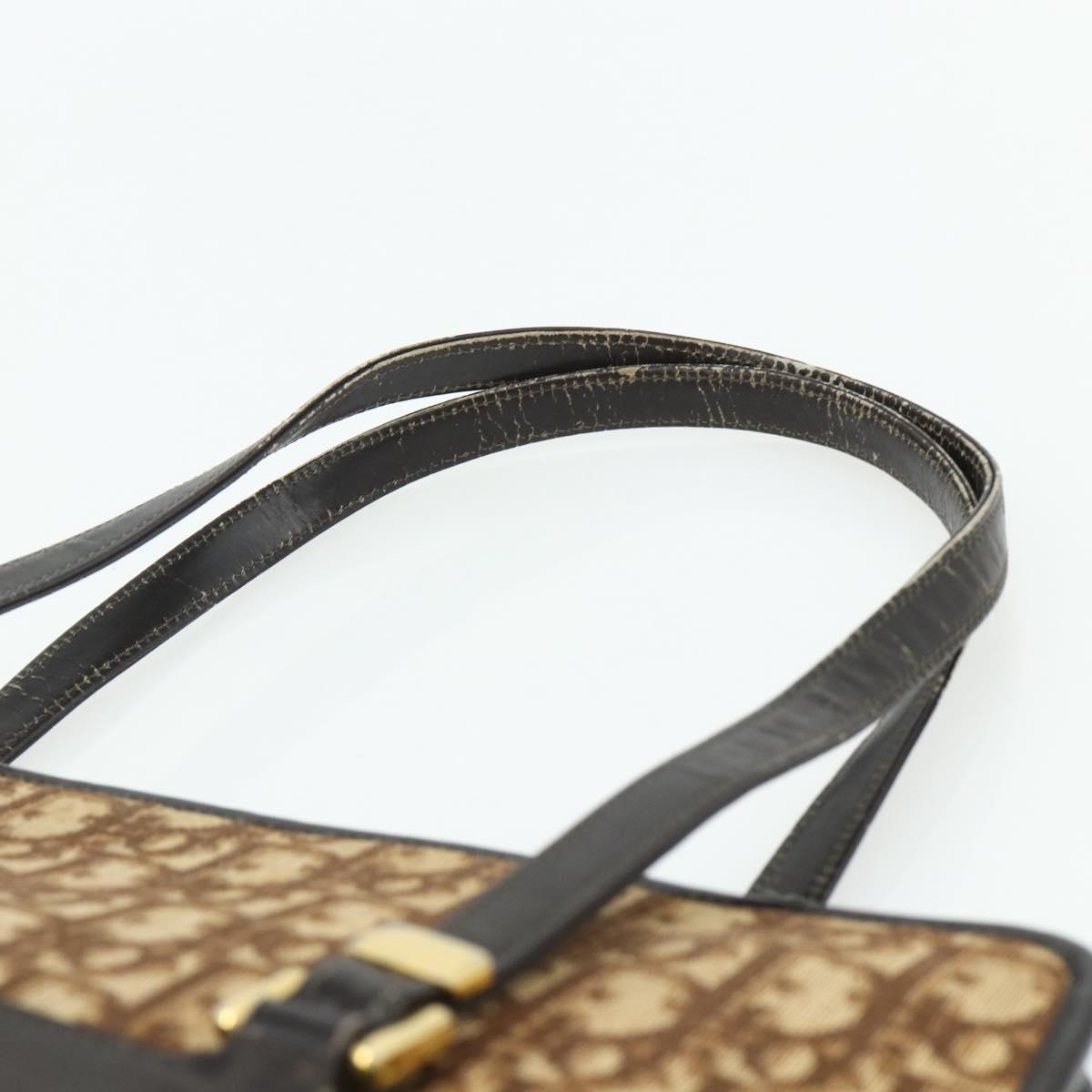 Christian Dior Trotter Canvas Hand Bag Beige Gold Auth 178014