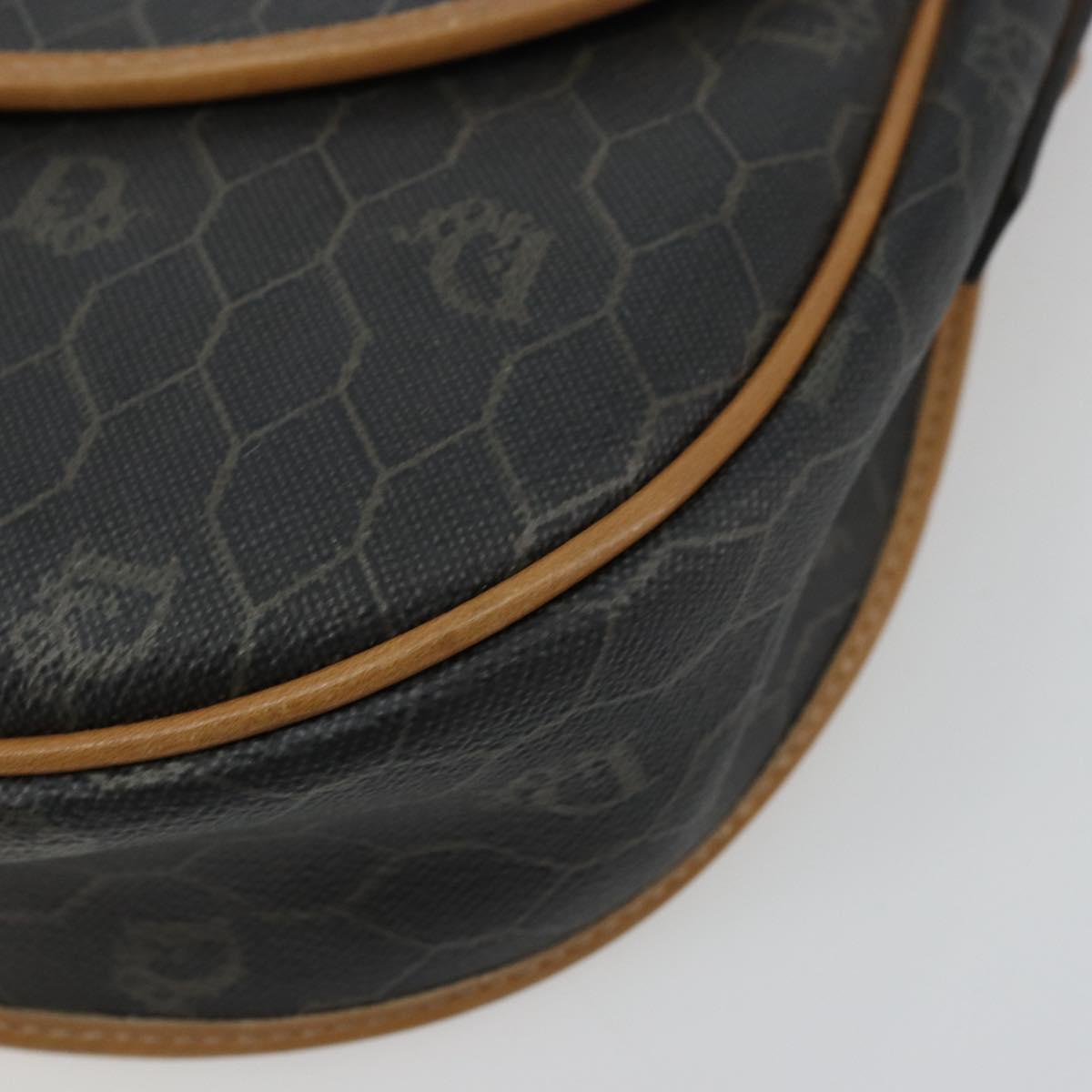 Christian Dior Honeycomb Canvas Shoulder Bag PVC Black Gold Auth 178016
