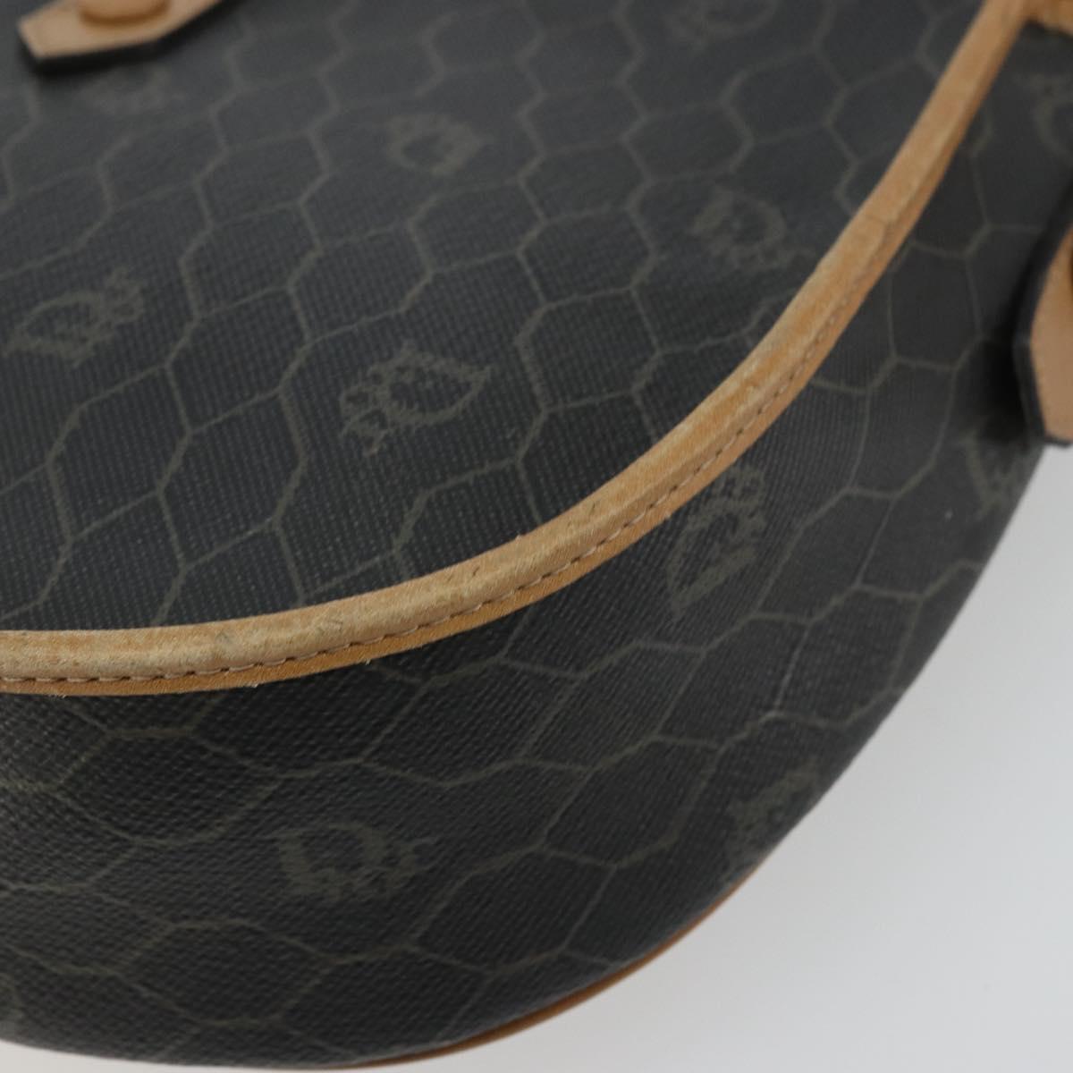 Christian Dior Honeycomb Canvas Shoulder Bag PVC Black Gold Auth 178016