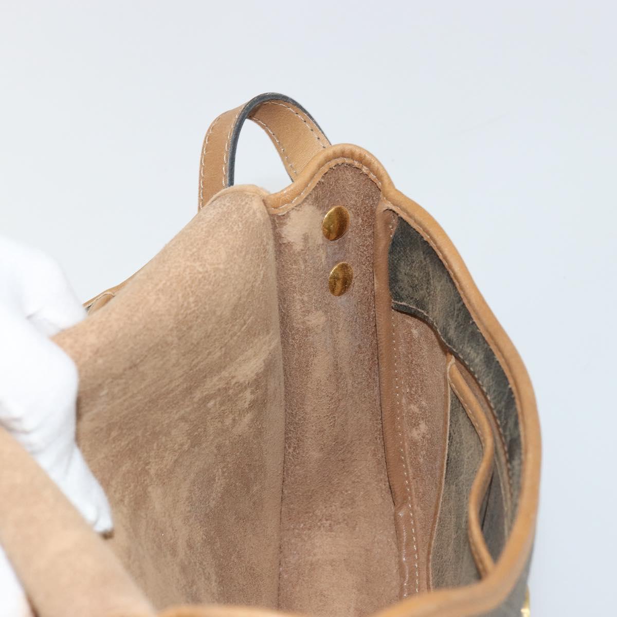 Christian Dior Honeycomb Canvas Shoulder Bag PVC Black Gold Auth 178016