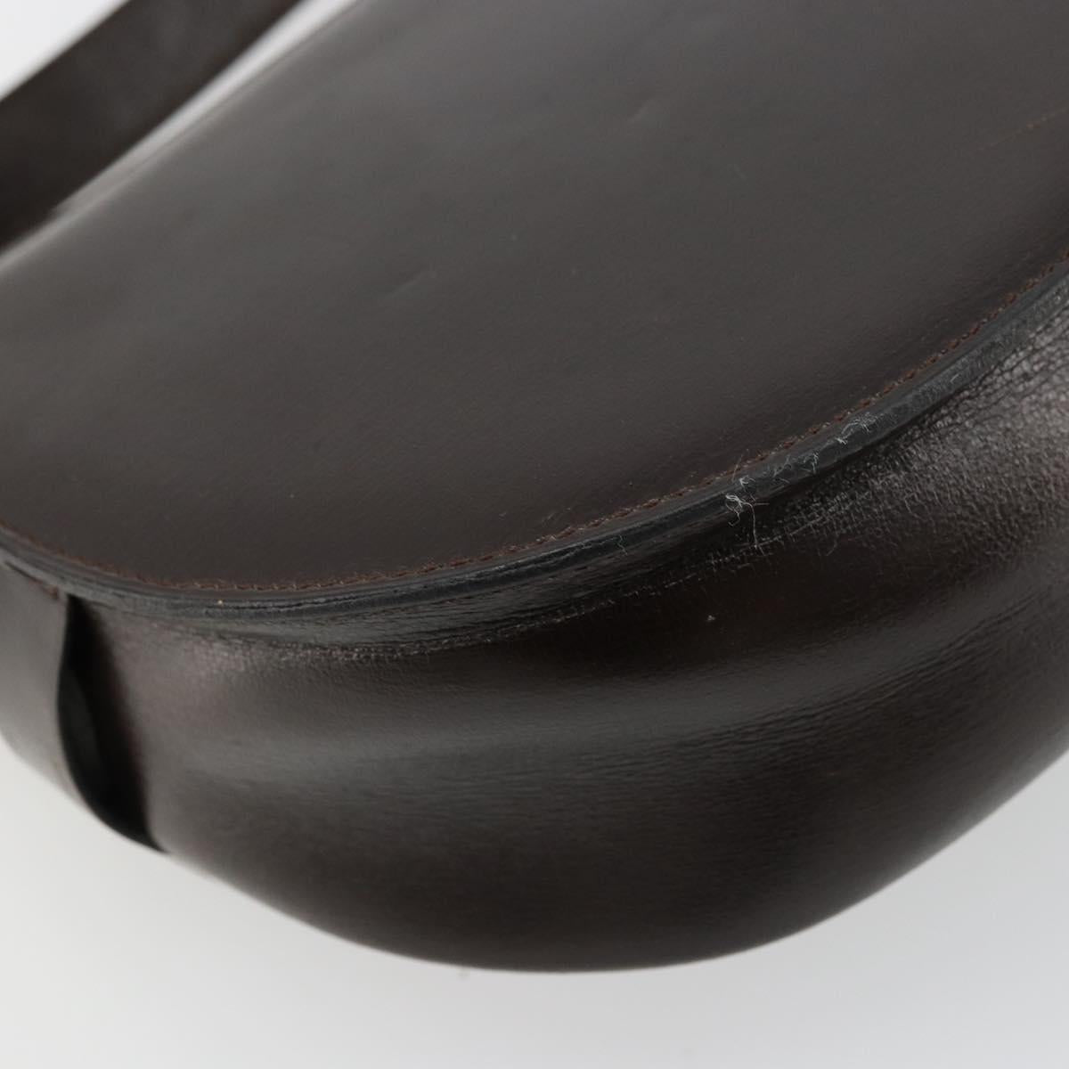 Christian Dior Shoulder Bag Leather Dark Brown Gold Auth 178017