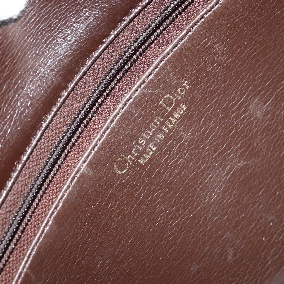 Christian Dior Shoulder Bag Leather Dark Brown Gold Auth 178017