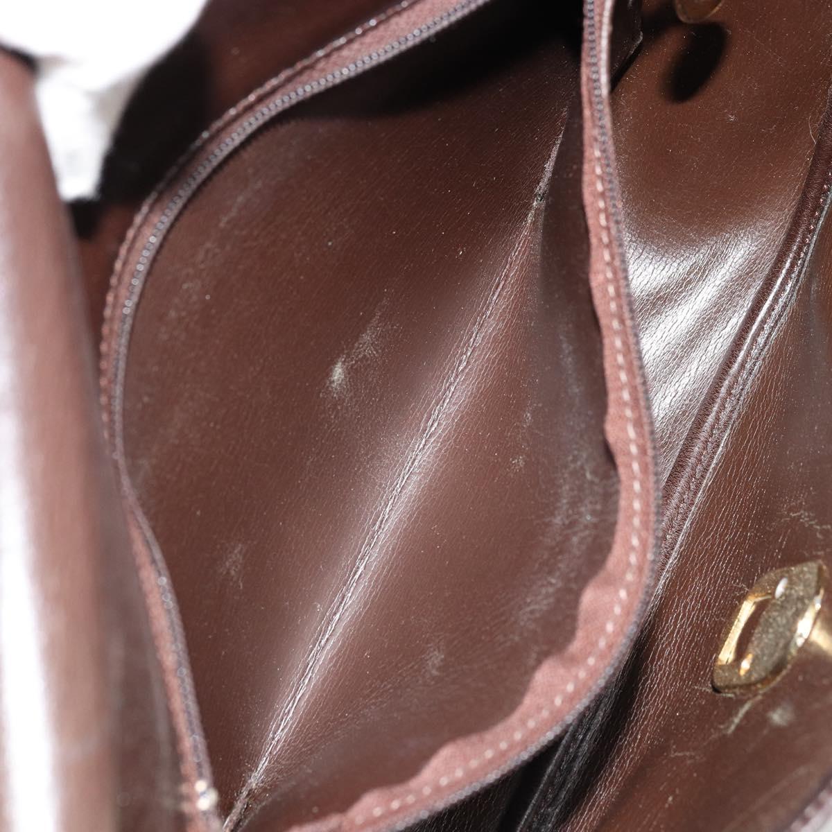 Christian Dior Shoulder Bag Leather Dark Brown Gold Auth 178017