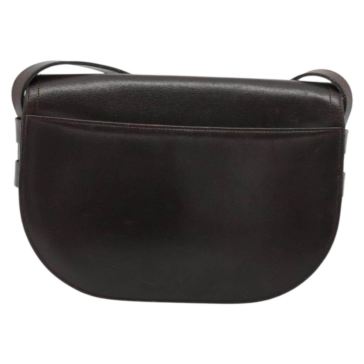 Christian Dior Shoulder Bag Leather Dark Brown Gold Auth 178017