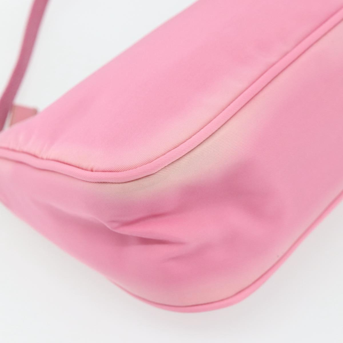 PRADA Accessory Pouch Nylon Pink Silver Auth 178018