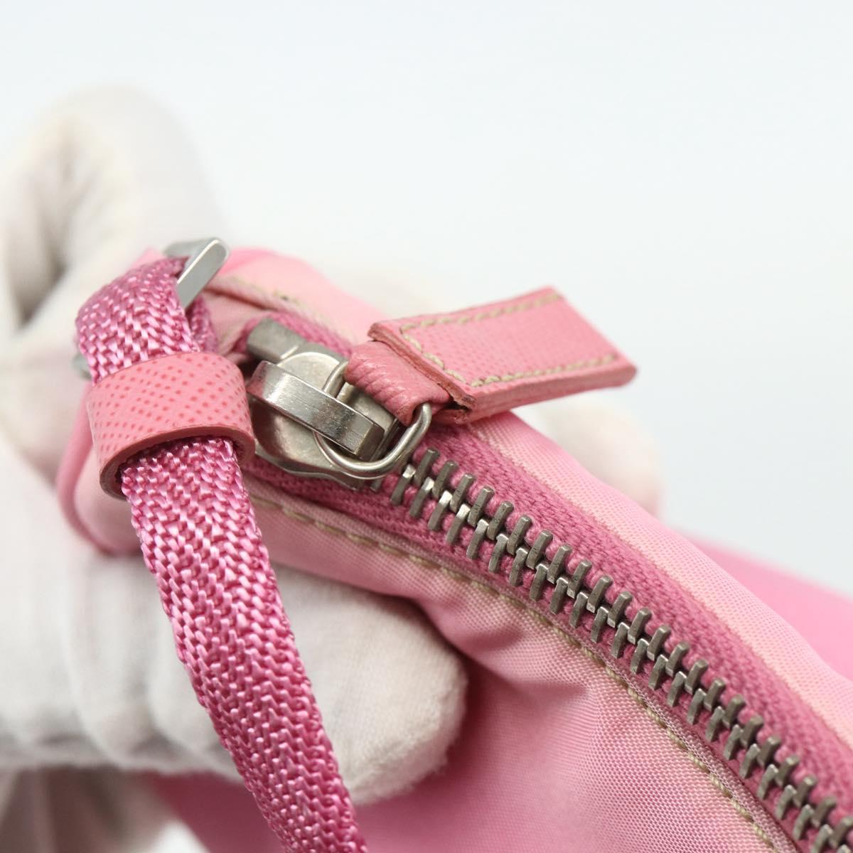 PRADA Accessory Pouch Nylon Pink Silver Auth 178018