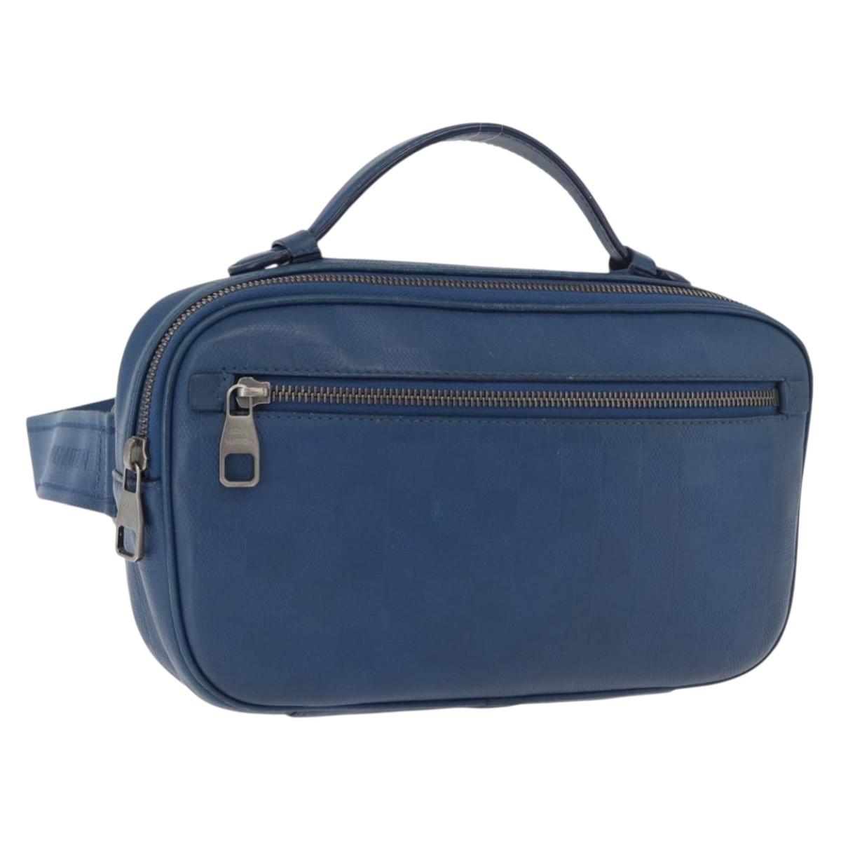 LOUIS VUITTON Damier Infini Ambreil Bag Leather Blue N41354 LV Auth 178019A