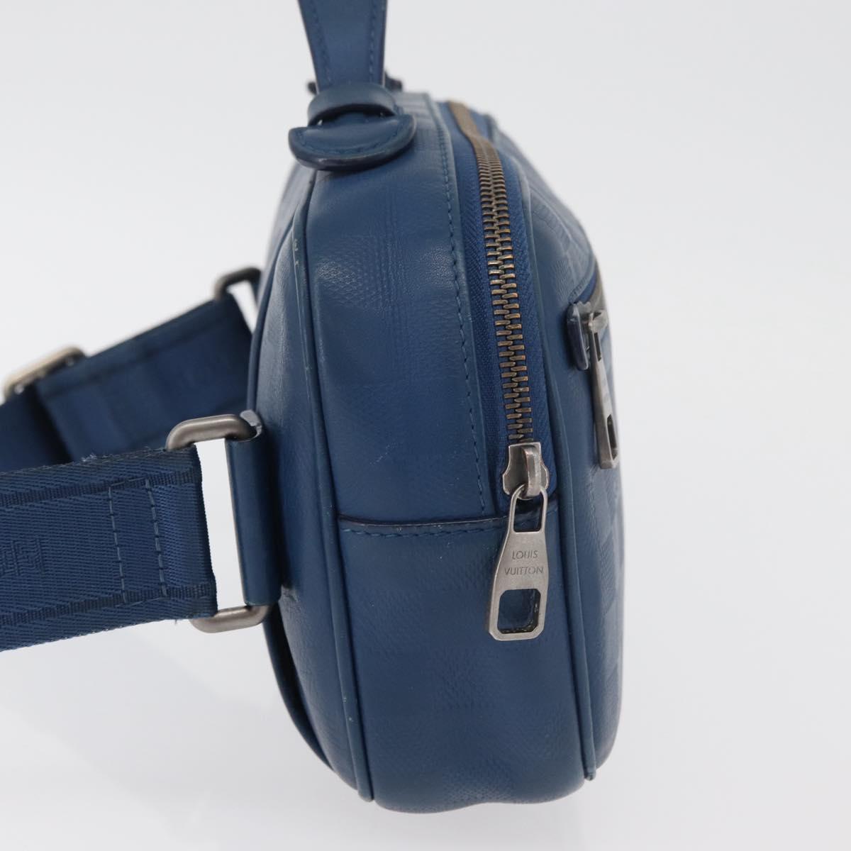 LOUIS VUITTON Damier Infini Ambreil Bag Leather Blue N41354 LV Auth 178019A