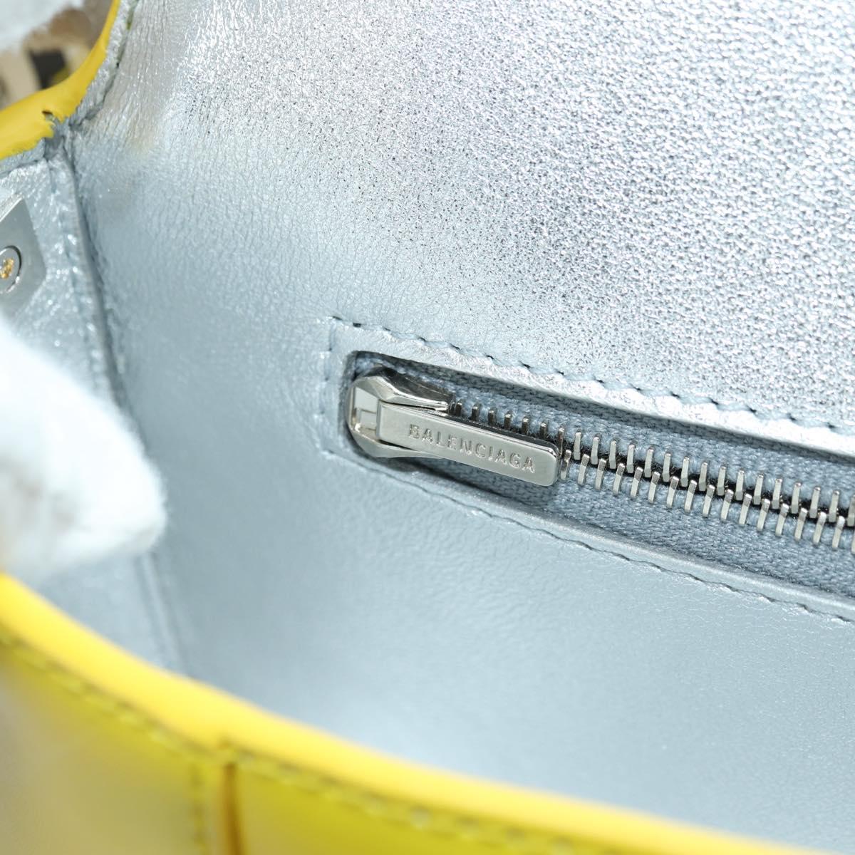 BALENCIAGA Hour glass Bag Leather 2way Yellow Silver 828976 Auth 178023SM