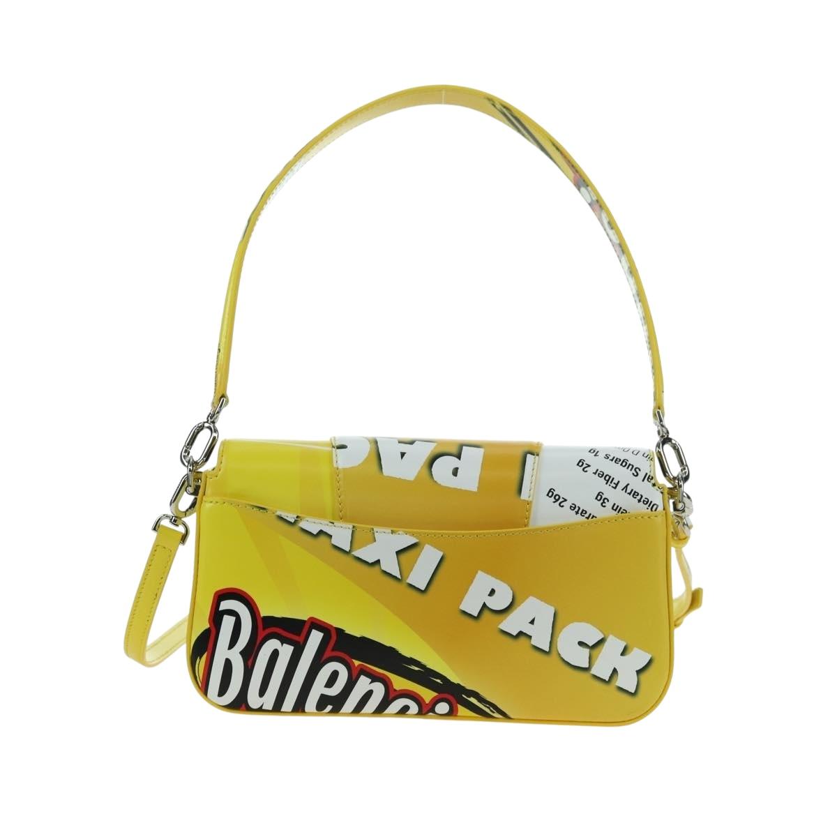 BALENCIAGA Hour glass Bag Leather 2way Yellow Silver 828976 Auth 178023SM