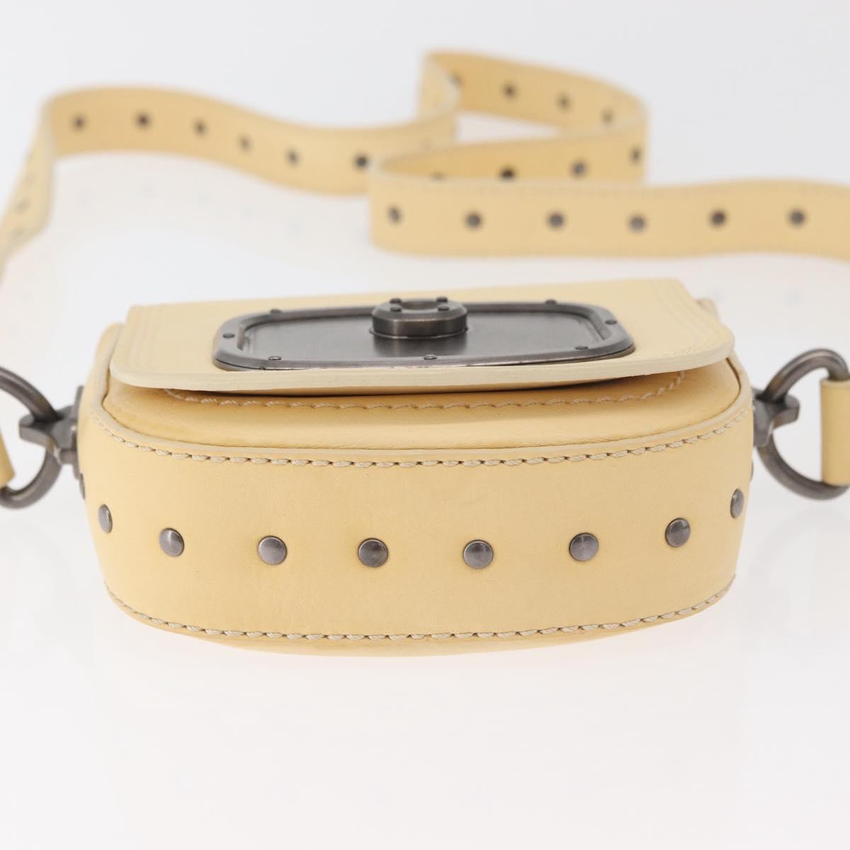 CELINE Shoulder Bag Leather Ivory Auth 178026A
