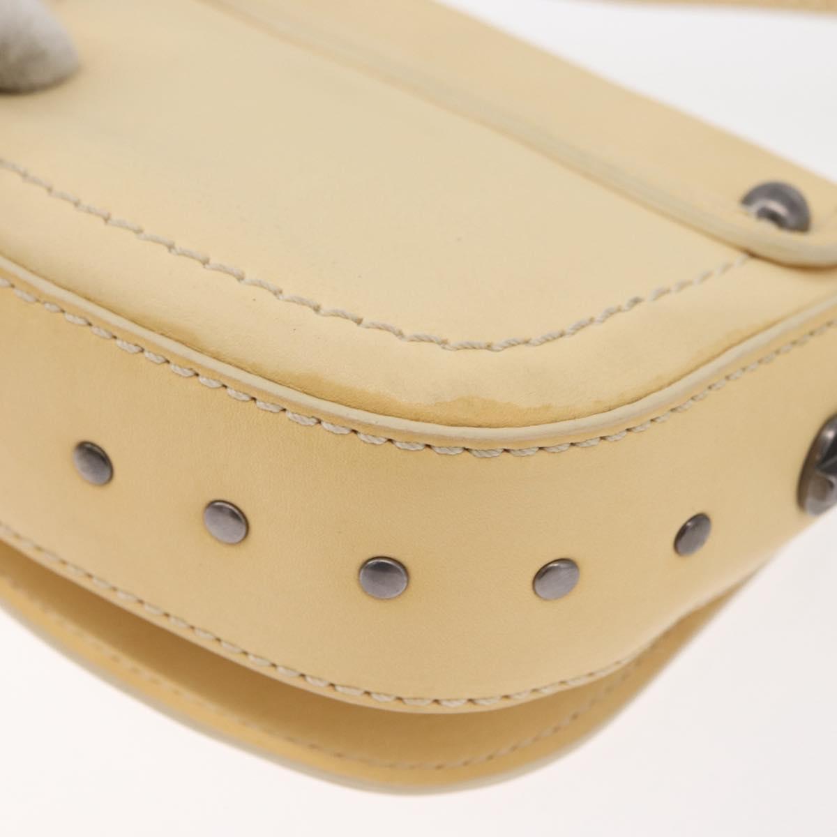 CELINE Shoulder Bag Leather Ivory Auth 178026A
