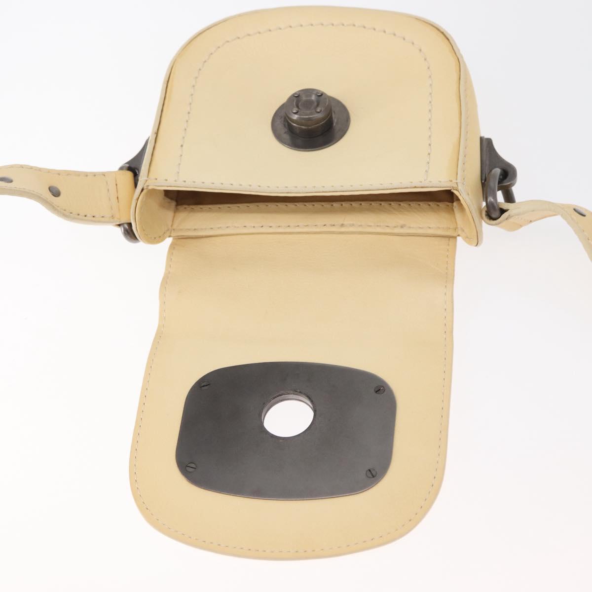 CELINE Shoulder Bag Leather Ivory Auth 178026A