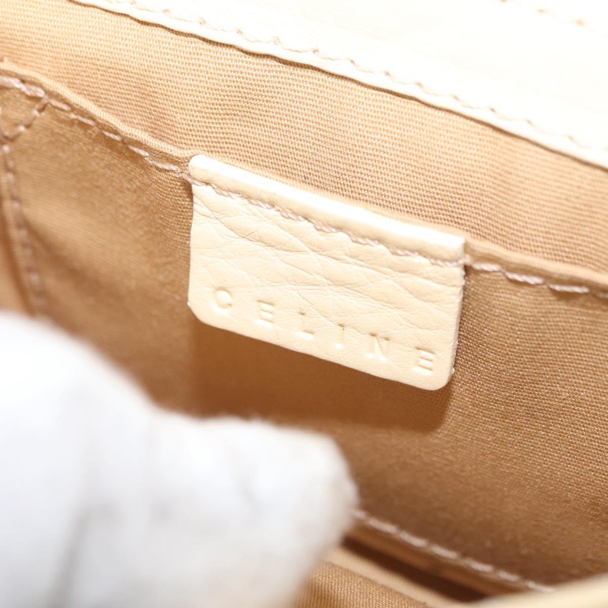 CELINE Shoulder Bag Leather Ivory Auth 178026A