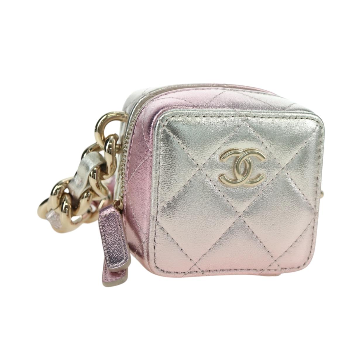 CHANEL Matelasse Chain Shoulder Bag Lamb Skin Gold Silver CC Auth 178027SM
