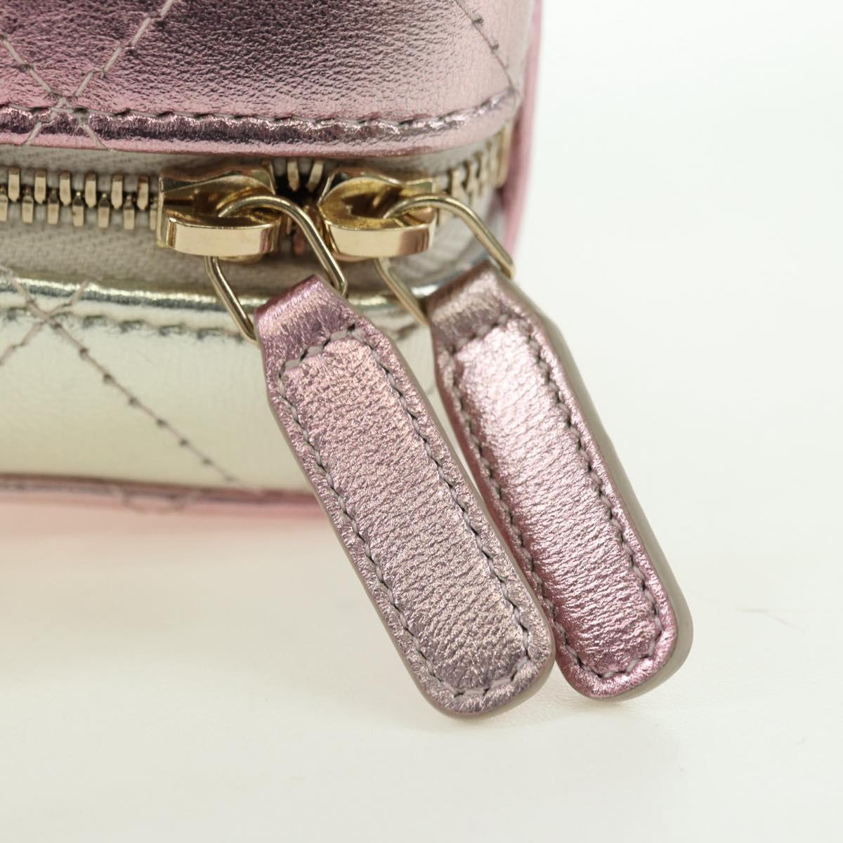 CHANEL Matelasse Chain Shoulder Bag Lamb Skin Gold Silver CC Auth 178027SM