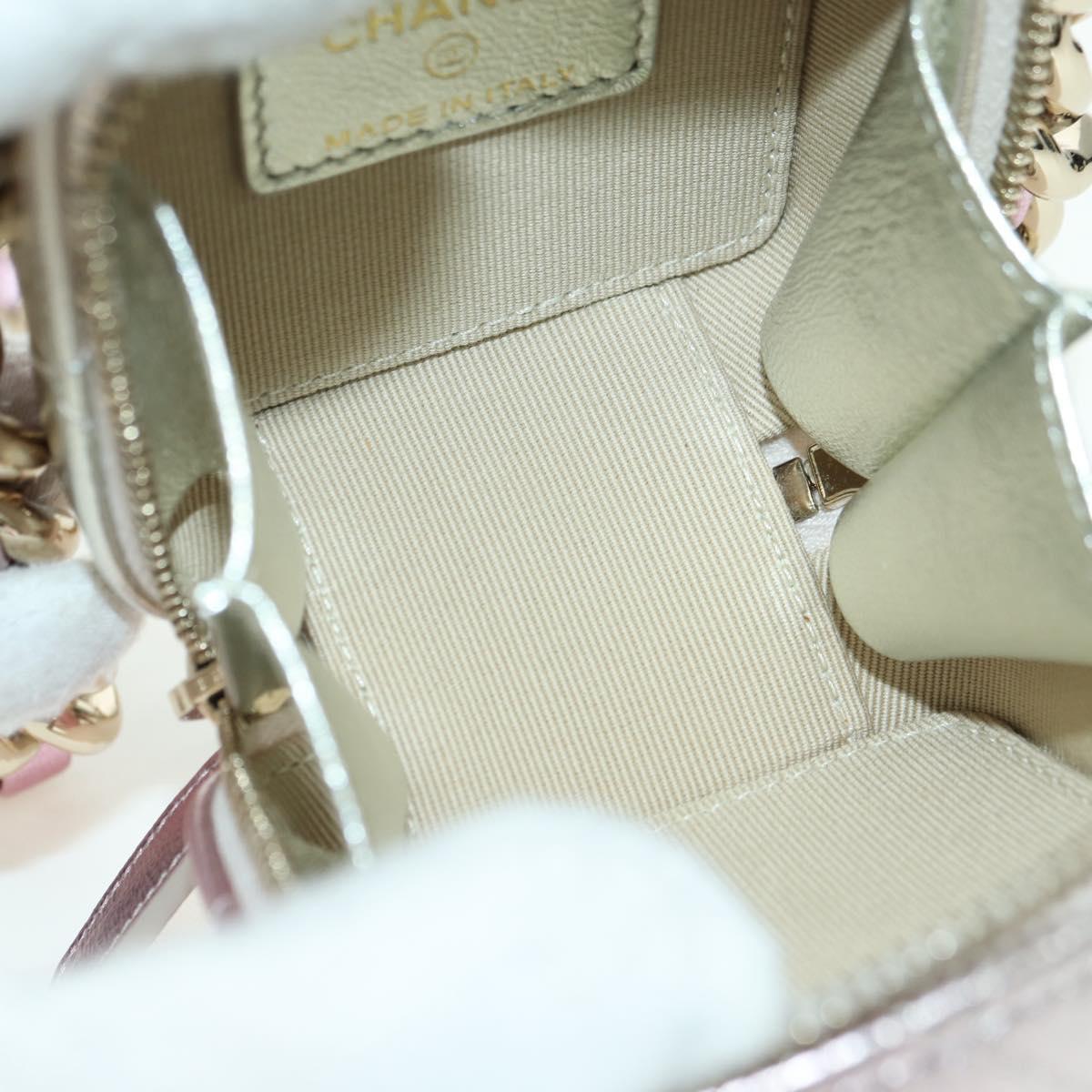CHANEL Matelasse Chain Shoulder Bag Lamb Skin Gold Silver CC Auth 178027SM