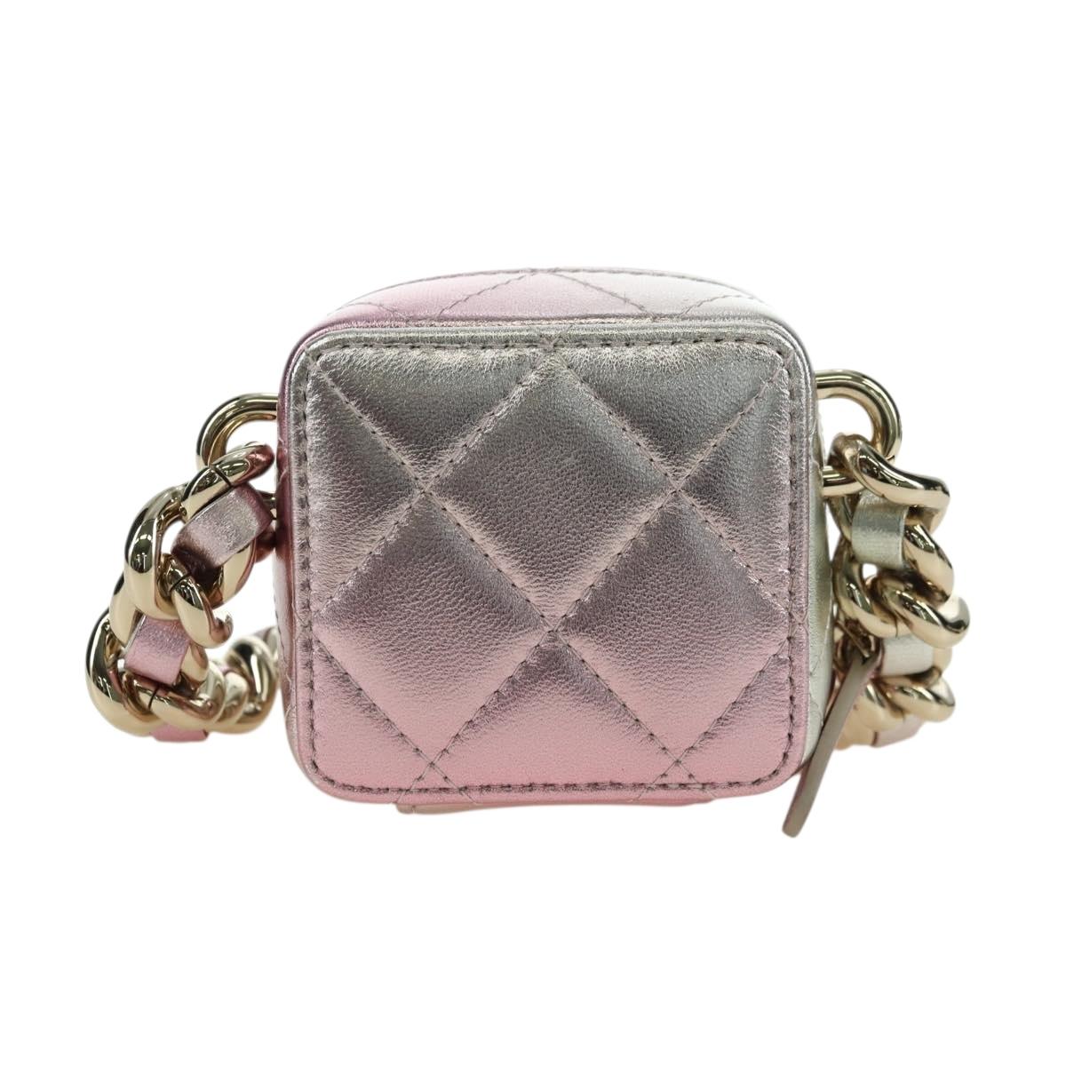 CHANEL Matelasse Chain Shoulder Bag Lamb Skin Gold Silver CC Auth 178027SM