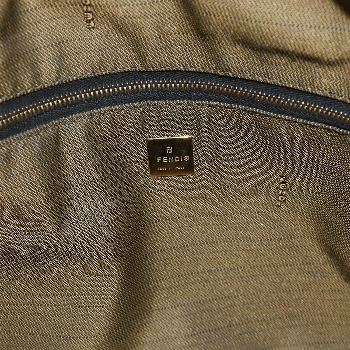 FENDI Zucca Canvas Vanity Pouch Brown Black Auth 178043