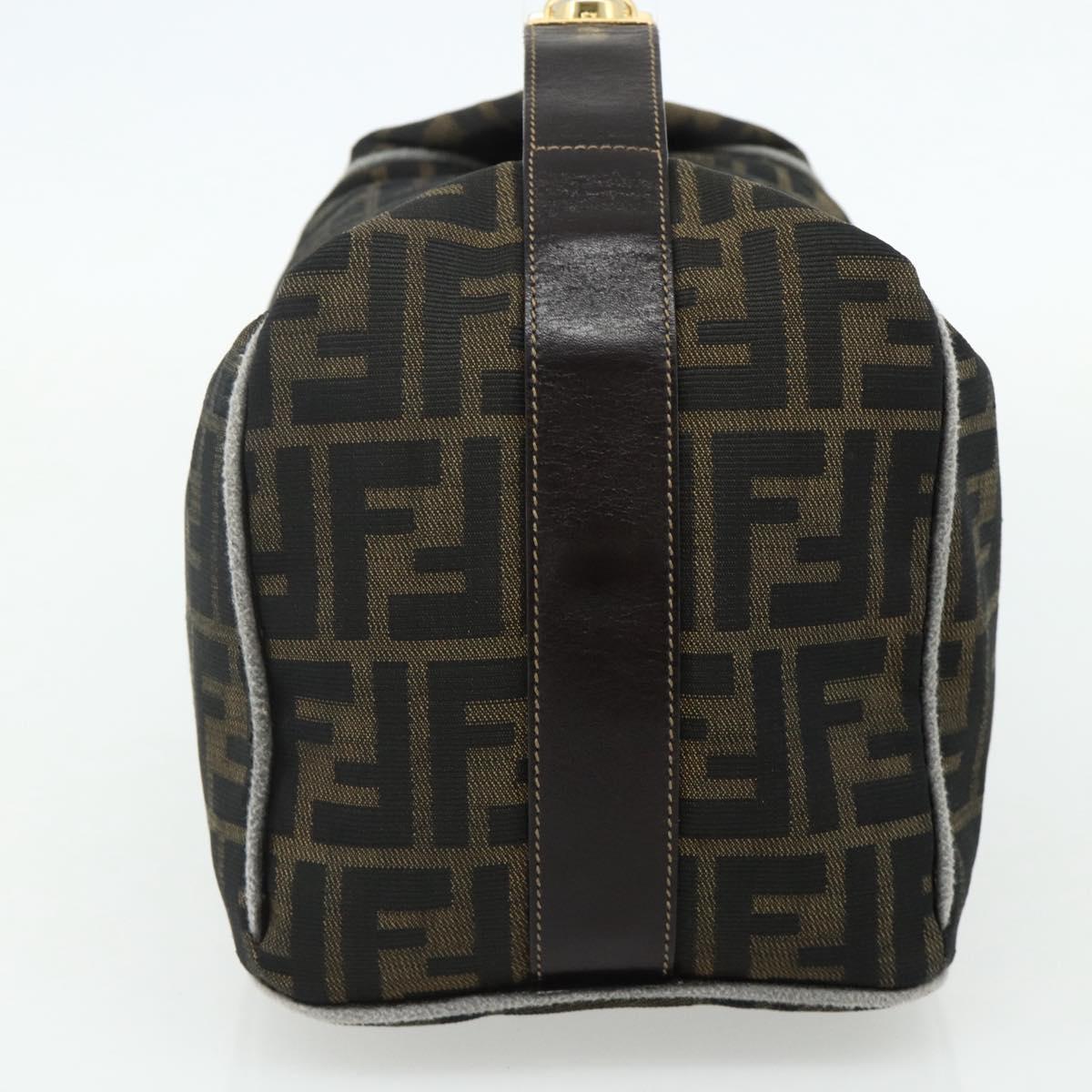 FENDI Zucca Canvas Vanity Pouch Brown Black Auth 178043