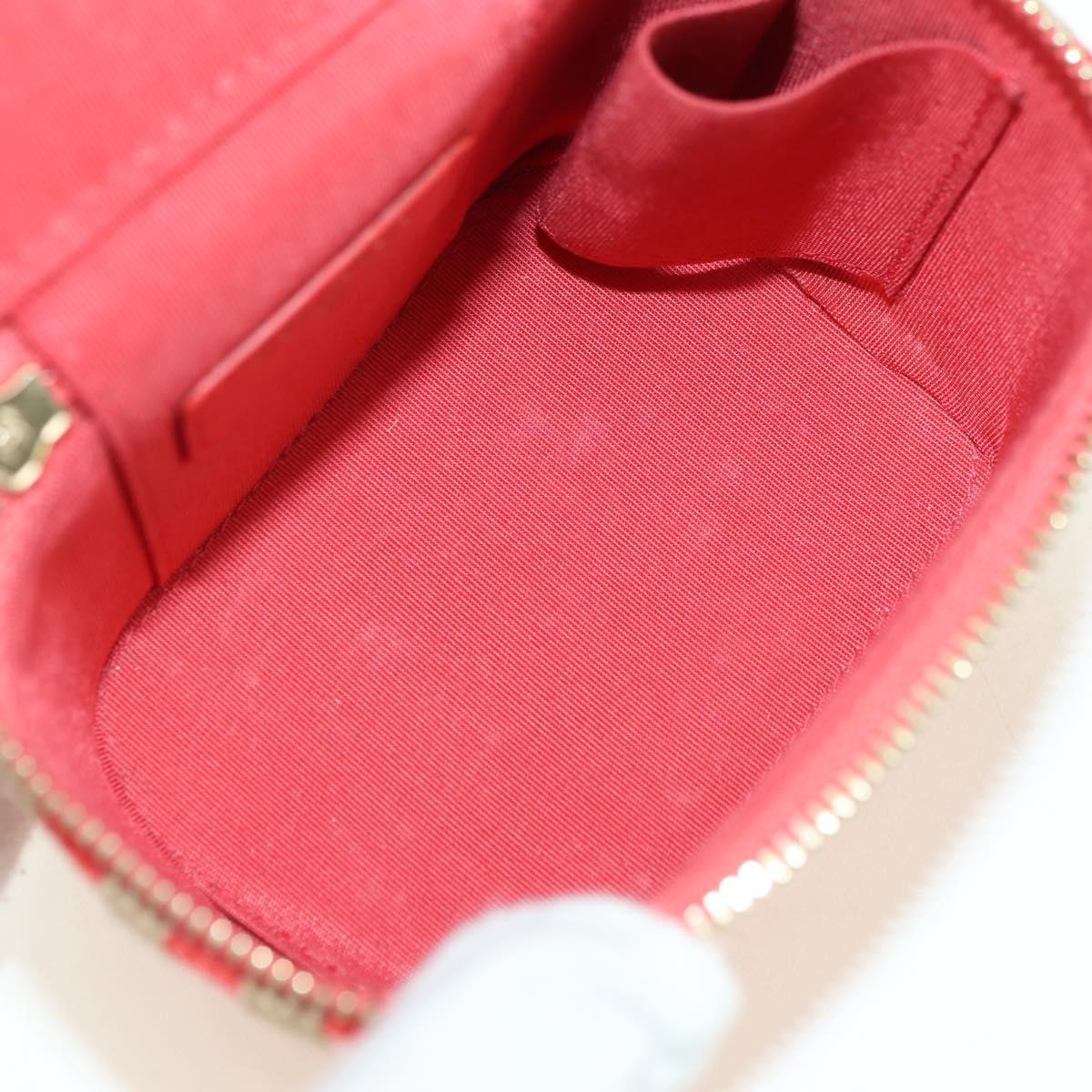 CHANEL Chain Vanity Shoulder Bag Raffia Red Gold CC Auth 178044SM