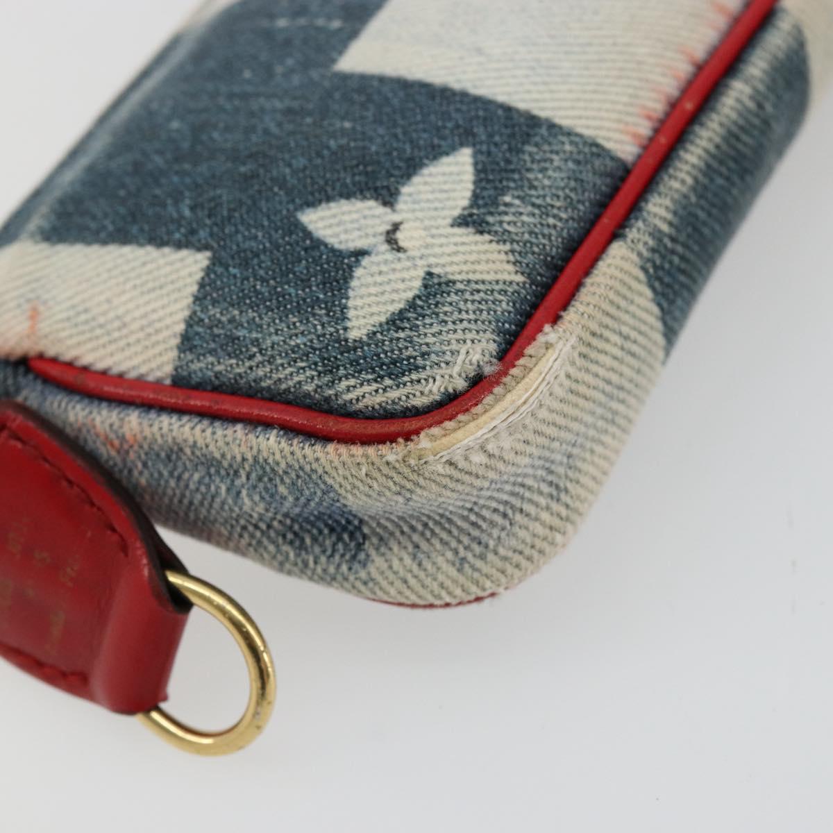 LOUIS VUITTON Monogram Denim Mini Pochette Accessoires Blue M68760 Auth 178048A