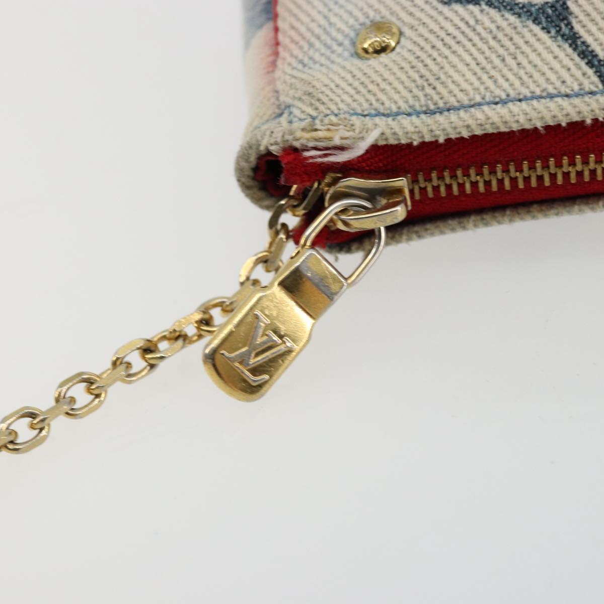 LOUIS VUITTON Monogram Denim Mini Pochette Accessoires Blue M68760 Auth 178048A