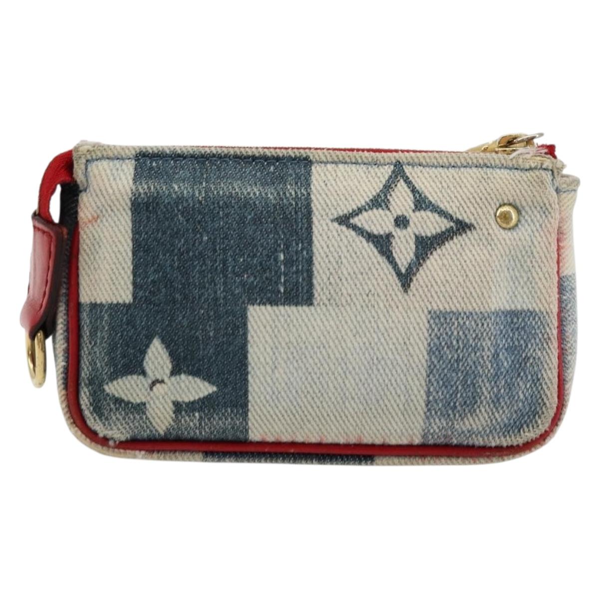 LOUIS VUITTON Monogram Denim Mini Pochette Accessoires Blue M68760 Auth 178048A