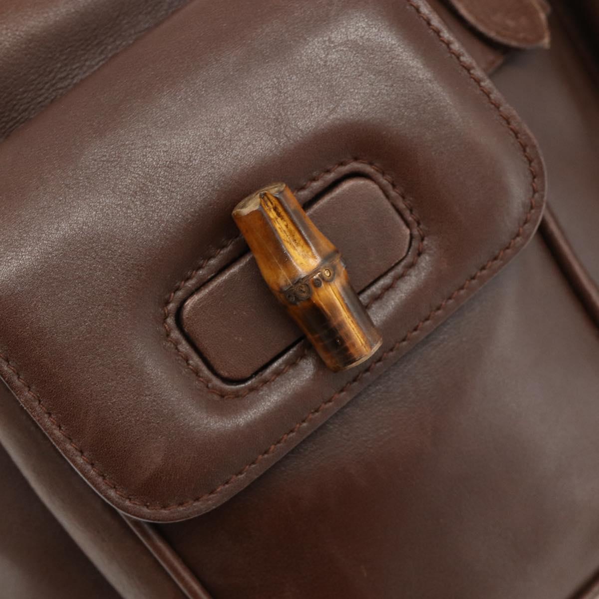 GUCCI Bamboo Backpack Leather Brown Gold 003 58 0016 Auth 178057