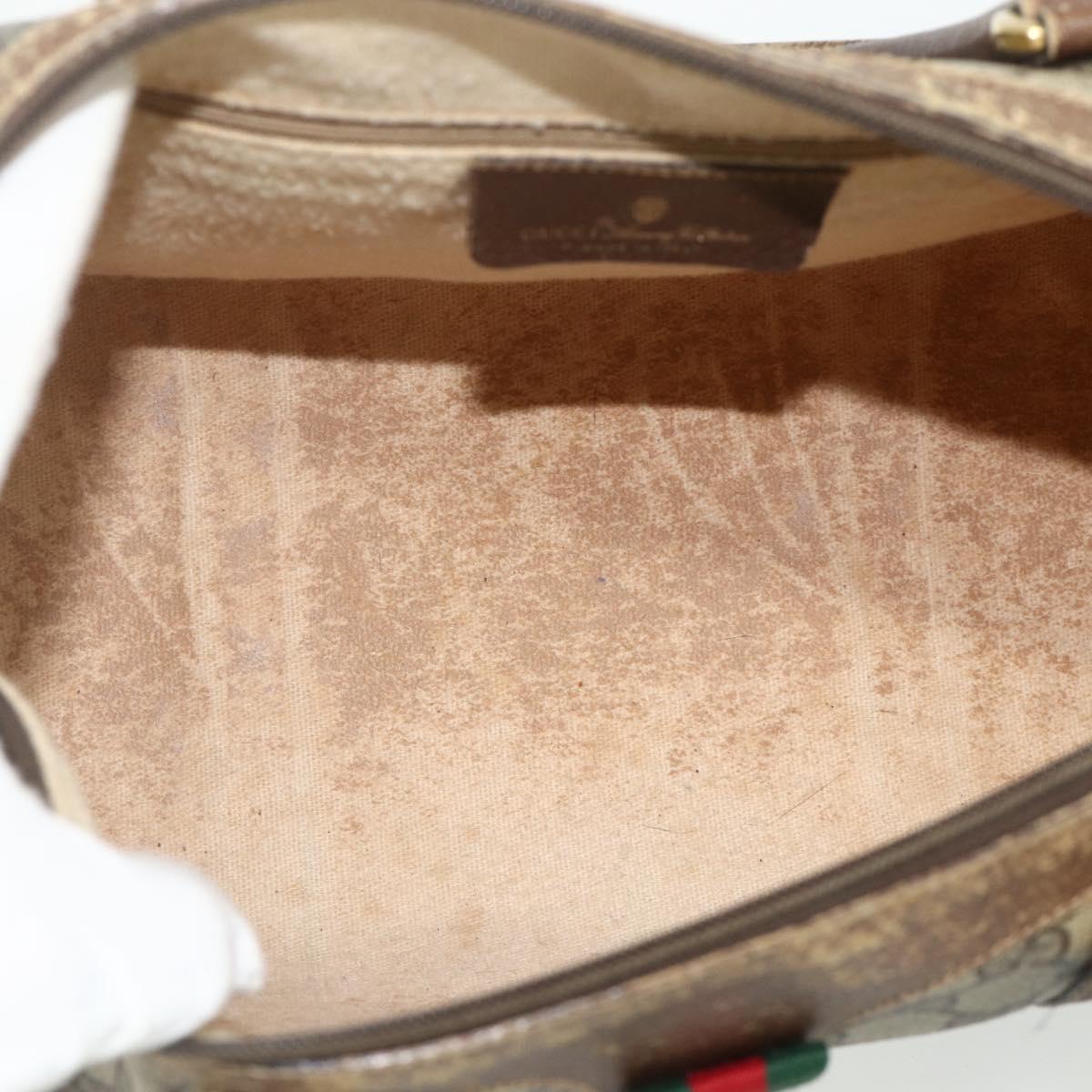 GUCCI GG Supreme Web Sherry Line Boston Bag PVC Beige Red 40 02 007 Auth 178058