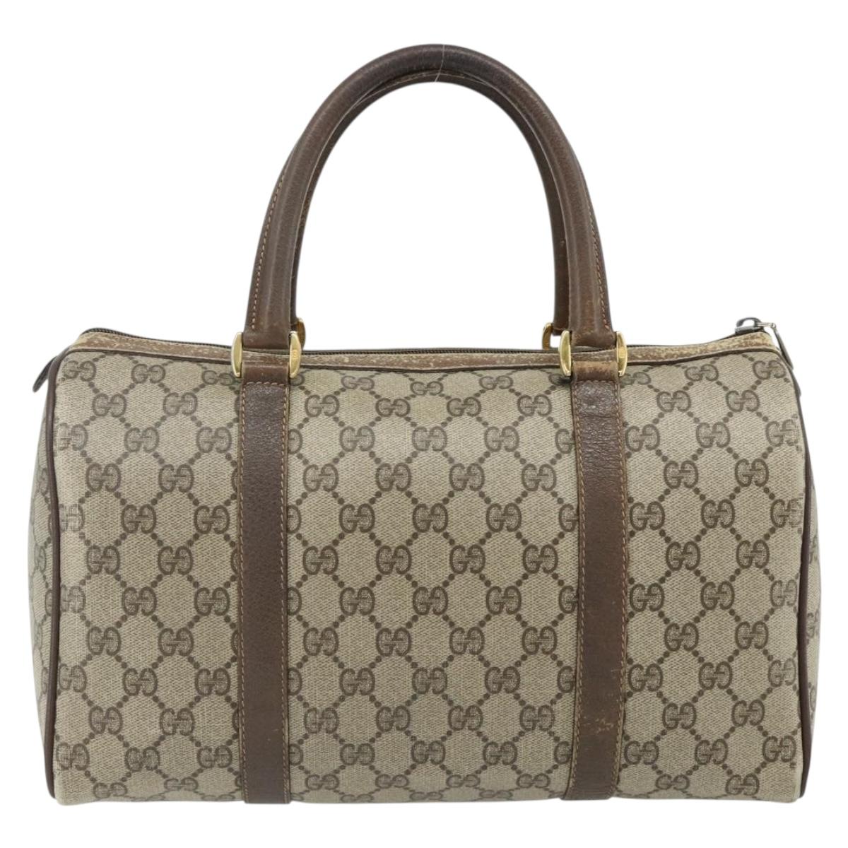 GUCCI GG Supreme Web Sherry Line Boston Bag PVC Beige Red 40 02 007 Auth 178058